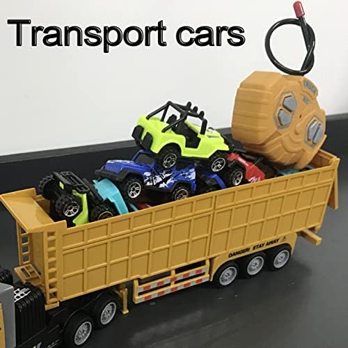 משאית Dump Dump עם קרוואן - 14 1:48 Mini Semi Truck צעצוע עם 2 סוללות נטענות, רכבי בניית רכב בשלט רחוק עם אורות,