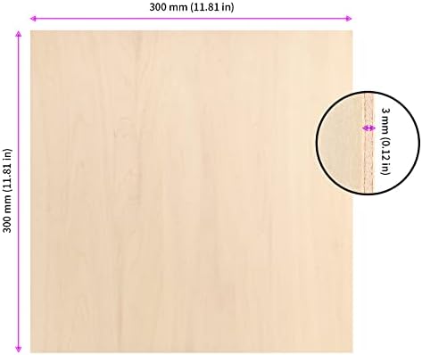 Jeuihau 14 PCS 12 x 12 אינץ 'לוח דיקט גיליונות עץ עץ, 1/8 אינץ' עובי דיקט בעובי דיקט, יריעות עץ לא גמורים, יריעות
