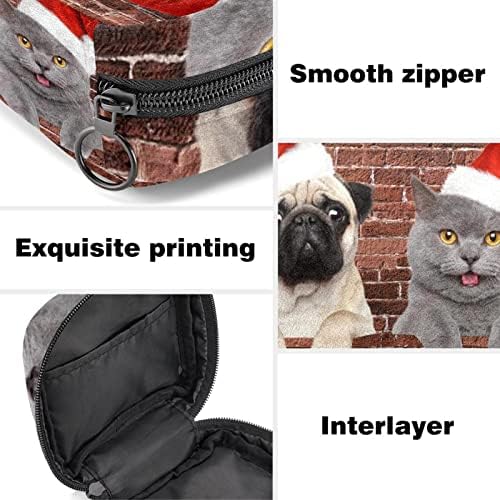 מפית סניטרית אחסון תיק, איפור תיק, טמפון תיק, כרית פאוץ, וסת כוס תיק, חג המולד חתולי כלבים תלוי על קיר