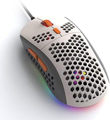 Ziyou Lang Wired RGB Gaming Mouse, 65G קל משקל חלת דבש עכבר אולטרה -אור עם חיישן דיוק גבוה 6400DPI, 6 עכברי