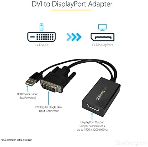 Startech.com DVI למתאם DisplayPort - כוח USB - 1920 x 1200 - DVI לממיר DisplayPort - מתאם וידאו - DVI