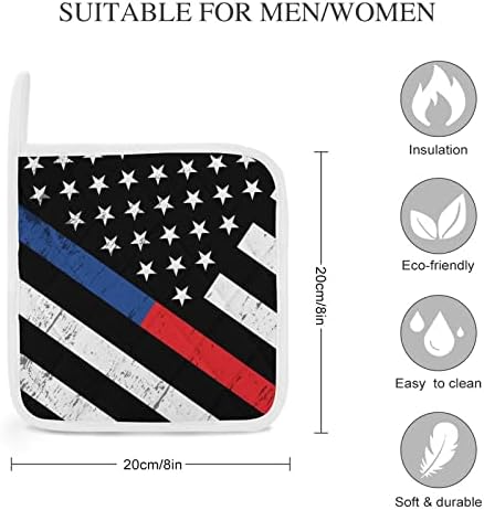 מחזיקי סיר דגל אמריקאים של משטרה וכבאי 8x8 רפידות חמות עמידות בפני חום הגנה על שולחן העבודה להגנה על מטבח בישול
