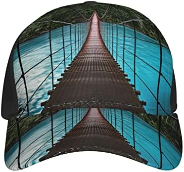 מים גשר מודפס בייסבול כובע, מתכוונן אבא כובע, מתאים לכל מזג האוויר ריצה ופעילויות חוצות שחור