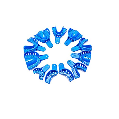 שיניים רושם מגשי מחורר פלסטיק עליון / תחתון כחול 12 יחידות