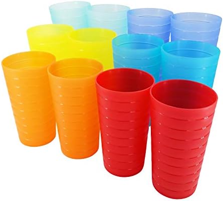 כוסות פלסטיק כוסות שתייה סט של 12 / לשבור עמיד 22 כוסות פלסטיק עוז / 6 צבעים שונים איכות המסעדה