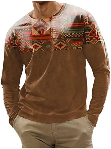 חולצות גברים Oioloyjm 2023 טוניקה בגודל פלוס ללבוש עם חותלות סווטשירט סווטשירט מזדמן שרוול ארוך מודפס חולצה