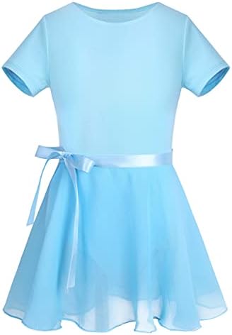 תלבושות ריקוד בנות ג'אויו 2 חתיכות שמלת בלט שרוול קצר גוף גוף עם סט חצאית שיפון טוטו