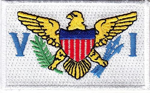 דגל איי הבתולה האמריקני עם ברזל גבול זהב על תיקון אפליקציה רקום, סמל
