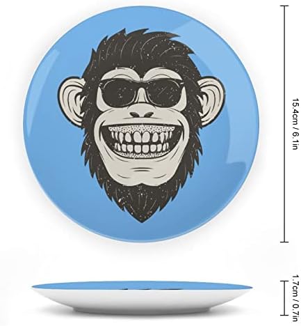 צלחת דקורטיבית קוף קוף מצחיק עם מעמד עצם בהתאמה אישית צלחת בית סין למטבח סלון ביתי
