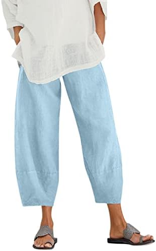 מכנסי פשתן של ניאנטי לנשים מכנסי טרקלין פאלאצו בתוספת גודל מודפס קיץ רופף מכנסי פשתן פלוס גודל