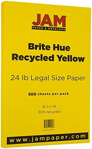 נייר ריבה נייר צבעוני משפטי 24 ליברות-90 גרם-8.5 איקס 14 - צהוב ממוחזר-500 גיליונות / רים