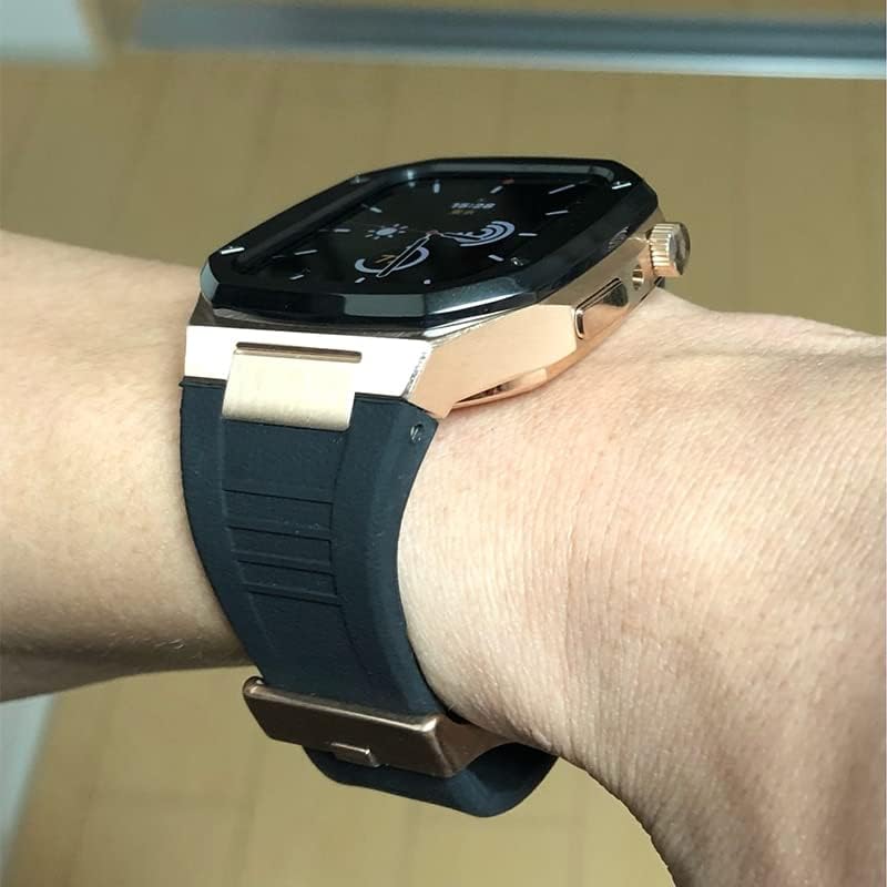 רצועת גומי CNHKAU ללהקת Apple Watch 6 SE 5 4 44 ממ ערכת שינוי יוקרה עבור IWatch 8 7 41 ממ 45 ממ אצילית אצילית