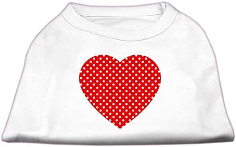 מוצרי חיות מחמד של מיראז 'אדום שוויצרי נקודה שוויצרית חולצת הדפסת מסך לב, 3x גדול, לבן