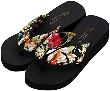 Happyyami נשים עקב גבוה נעלי בית פלטפורמה טריז כפכפים סנדלים אופנה נעלי אופנה קיץ חוטיני בוהמי