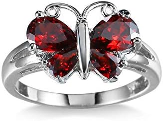 הילה תכשיטי פרפר בצורת אדום רובי חתונה טבעת נשים של תכשיטי 10 קראט לבן זהב גודל 6-11