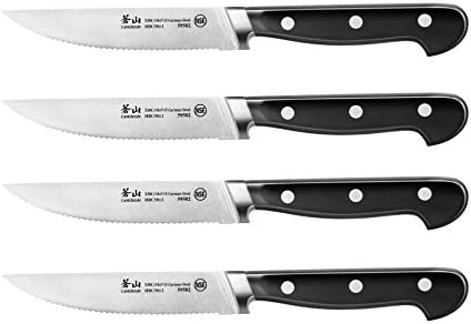 סדרת קנגשאן וי 2 1020373 סט סכין סטייק מזויף מפלדה גרמנית 4 חלקים, להב 5 אינץ