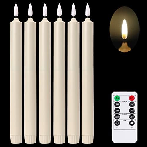 נרות חלון Kiexung - נרות חסרי פלימה, נרות המונעים על סוללה, 6 נרות בצבע שנהב, אורות פתיל תלת