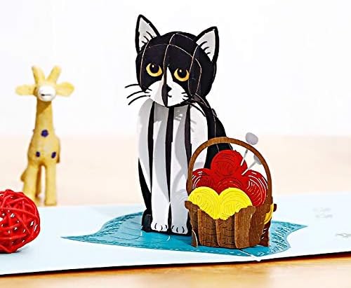 LIIF סורג קיטי 3D חתול ברכה קופץ קלף לכל האירועים, כרטיס יום הולדת מצחיק, כרטיס יום אמהות, חושב עליך, רק בגלל,