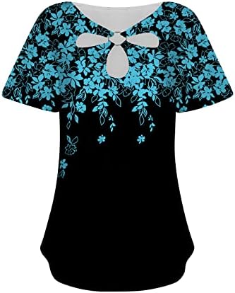 חולצת טון פרחונית של שרוול קצר של נשים קדמיות קדמיות טוניקה