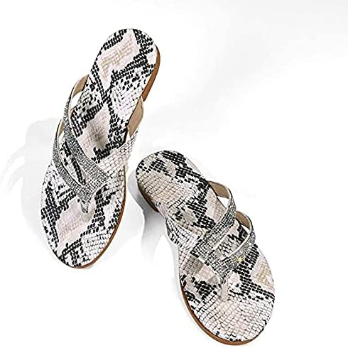נשים ריינסטון סנדלי קיץ סיבתיות עקב שטוח נעלי בית קריסטל נעליים נוחות נעליים רומיות כפכפים שקופיות