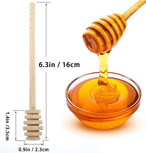 ג ' יומי עץ דבש מצקת מקל עבור דבש צנצנת לוותר טפטוף דבש, 2 יחידות 6.3 אינץ / 16 סמ דבש מטבלים מקלות-חלת