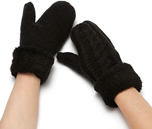 נשים אופנה סרוג קטיפה טוויסט אטום לרוח חם מעובה אצבעות בתוספת צמר כפפות כפפות כפפות פעוט