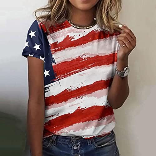 חולצות דגל אמריקאי של נשים חולצות יום עצמאות
