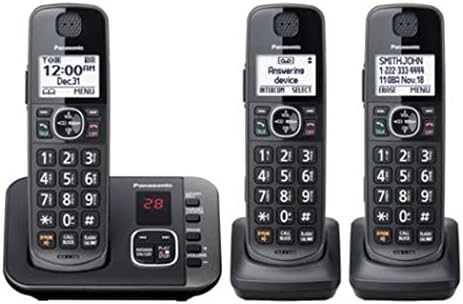 Panasonic KX -TG3833M DECT 6.0 טכנולוגיה דיגיטלית מזהה מתקשר מדובר - 3 מכשירים שחורים