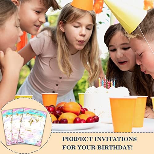 Clirbe Fairy Fairy הזמנות למסיבת יום הולדת, הזמנות ליום הולדת של פיות פרחוניות לבנות בנות, הזמנת יום הולדת