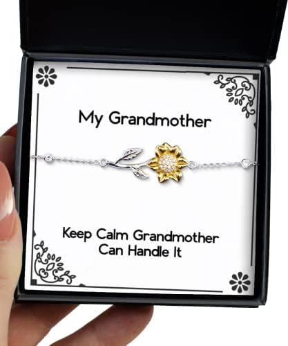 שמור על סבתא רגועה יכולה להתמודד עם צמיד סבתא חמניות, רעיון ייחודי מתנות סבתא, לסבתא