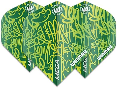 Winmau Mega Standard Green Green Extry Dart טיסות - סט 1 לכל חבילה