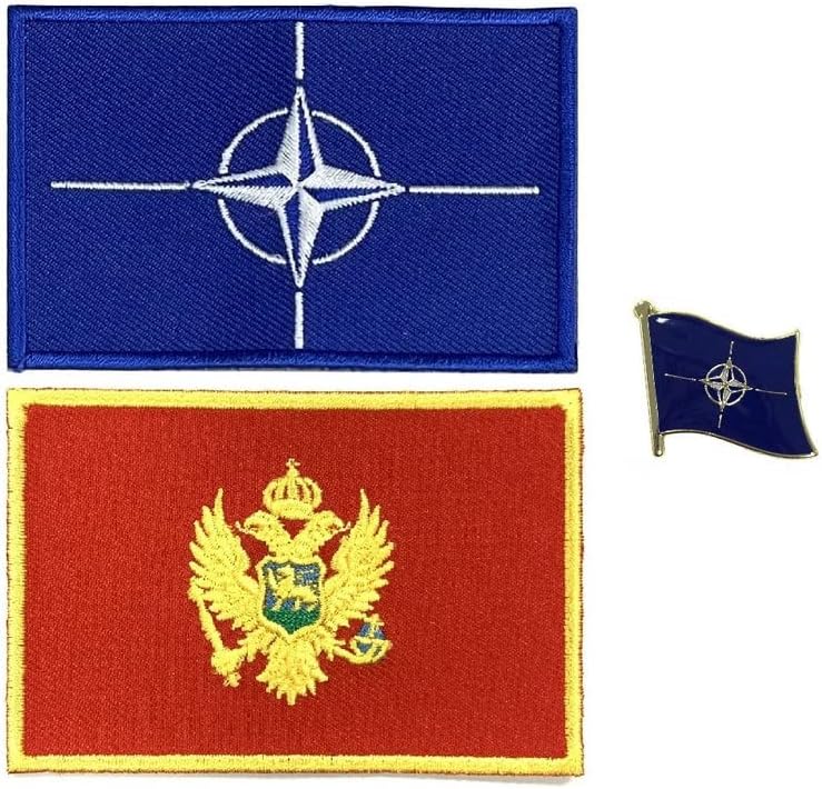 A-ONE OTAN דגל מתכת כפתורי מתכת+אחדות נאטו מארק מזכרות תיקון תיקים+טלאי סמל צבאי מונטנגרו, תיקון תיק