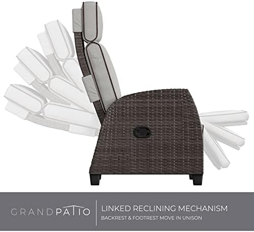 גרנד פטיו מקורה וחיצוני מור כורסן פיי נצרים עם שולחן הדחף דחיפה לאחור כיסא טרקלין, גרייז '