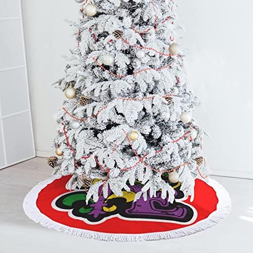 אני אוהב את מרדי גרא פלר דה ליס הדפס חצאית עץ חג המולד עם ציצית למסיבת חג שמח תחת עץ חג המולד