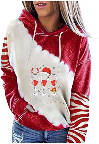 חולצת פלנל עם ברדס נשים חג המולד שרוול ארוך סוודרים לנשים סווטשירטים לנשים