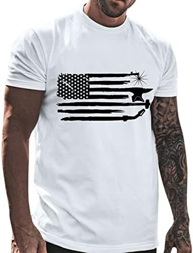 XXBR יום העצמאות לגברים יום שרוול קצר חולצות, גברים 4 ביולי דגל אמריקאי צמרות חולצת טריקו מודפסת