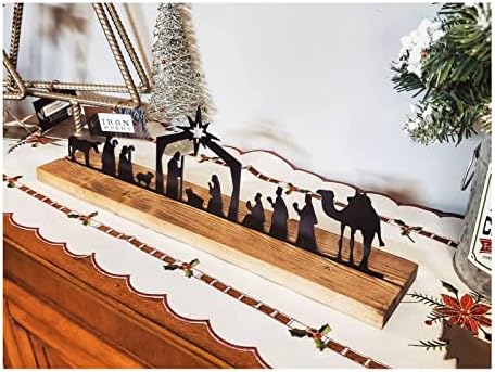 אולופ מתכת סט ילידת חג המולד קישוטי הילדות מתכתית סצנת ילידת המשפחה הקדושה מקורה חג המולד מודרני דמויות טבעיות