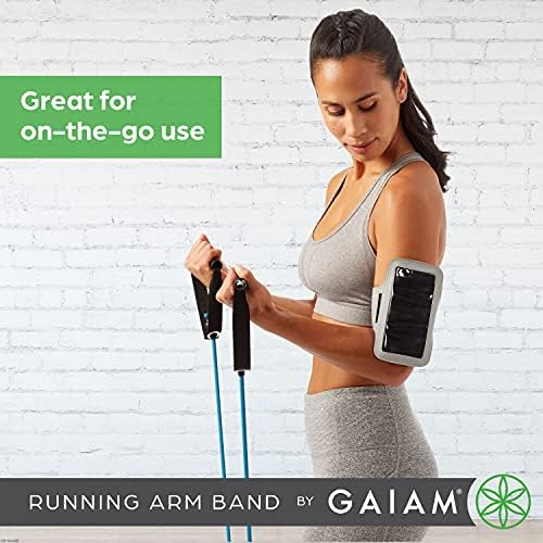 GAIAM Running Arm Band - מחזיק טלפון נקה חלון עם תיק AirPods תיק או כיס מפתחות - לריצה, הליכה וריצה,