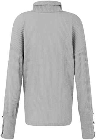 סוודרים בסתיו נשים 2022 כפתור סוודר כלפי מעלה שרוול ארוך צבע אחיד חולצה תחתונה סריגה בגדי חורף