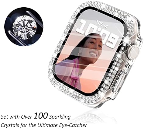מארז SARACE 44 ממ תואם למארז Apple Watch עם מגן המסך, Bling Diamond Case Case Tactor Case תואם לסדרת Apple