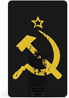פטיש דגל סובייטי רוסי ומגל כונן הבזק מגל USB בכונן אשראי בהתאמה