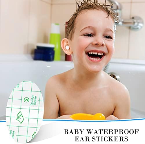 60 חלקים מדבקות אוזניים אטומות למים לתינוקות כיסויי אוזניים לשחייה מגני אוזניים מקלחת עם תקעי אוזניים