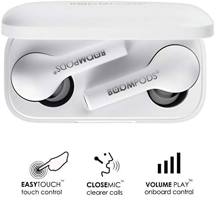 Boompods Bassline אוזניות אלחוטיות אמיתיות - Bluetooth אוזניות אוזניות, עמיד מים/זיעה, מארז טעינה קומפקטי,