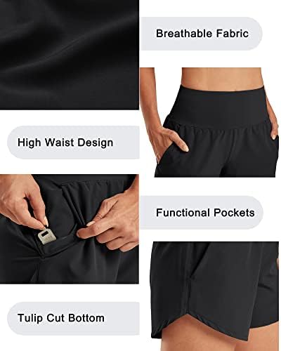 מכנסי ריצה של G4Free לנשים מכנסי אימון אתלטים בעלי מותניים גבוהים עם מכנסיים קצרים של מכנסי ספורט כושר