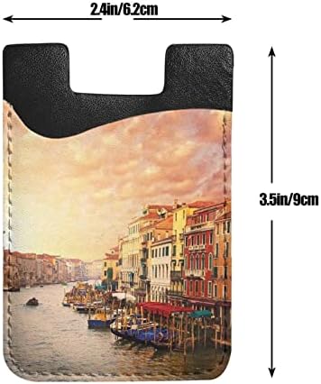 תעלת ונציה יפהפייה מבחינה כרטיסי טלפון נייד, משחת ארנק טלפונים ניידים עור, מחזיק כרטיסים אלסטי בגב