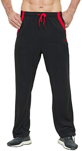 מכנסיים אתלטיים לגברים עם כיסים מכנסי טרנינג תחתונים פתוחים לגברים אימון, פעילות גופנית, ריצה