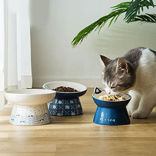 קערות חתולים מורמות קערות מזון לחתולים, קערת חתולים מוגבהת מוטה על קערת חתולים וקערת מים לחתולים