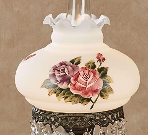 מגע של כיתת אוליביה ג ' יין הוריקן שולחן מנורת-לבן-עתיק פליז מתכת בסיס, אקריליק קריסטל אבני חן, זכוכית