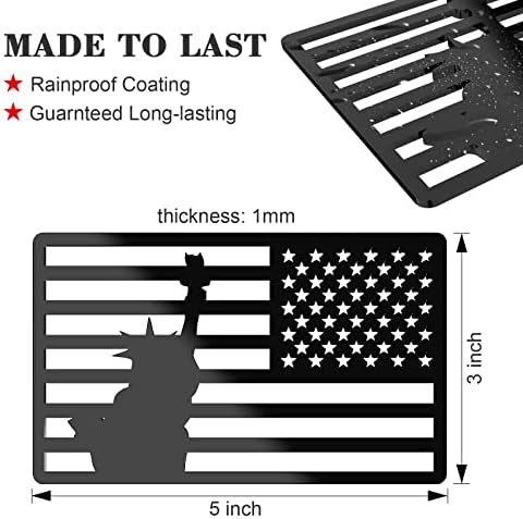 2 חבילות תלת מימד מדבקת דגל אמריקאי, 4 ממ עובי עובי אקרילי מכונית סמל פטריוטי צבאי, מדבקות פגוש שחור מט