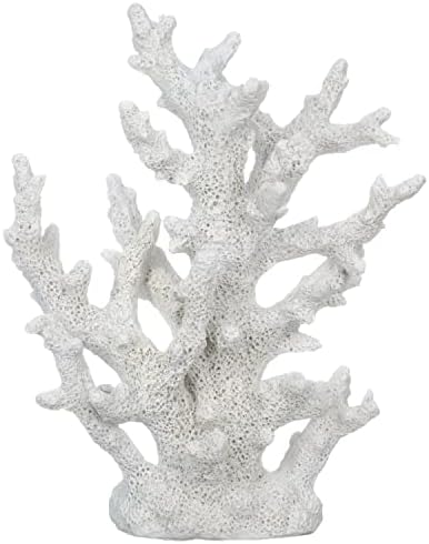 אלמוג ים דקורטיבי לבן - עיצוב בית חוף-9.5 אינץ 'על 7.5 אינץ' על 3.5 אינץ ' - שונית אלמוגים דמוית דקסקור-שרף